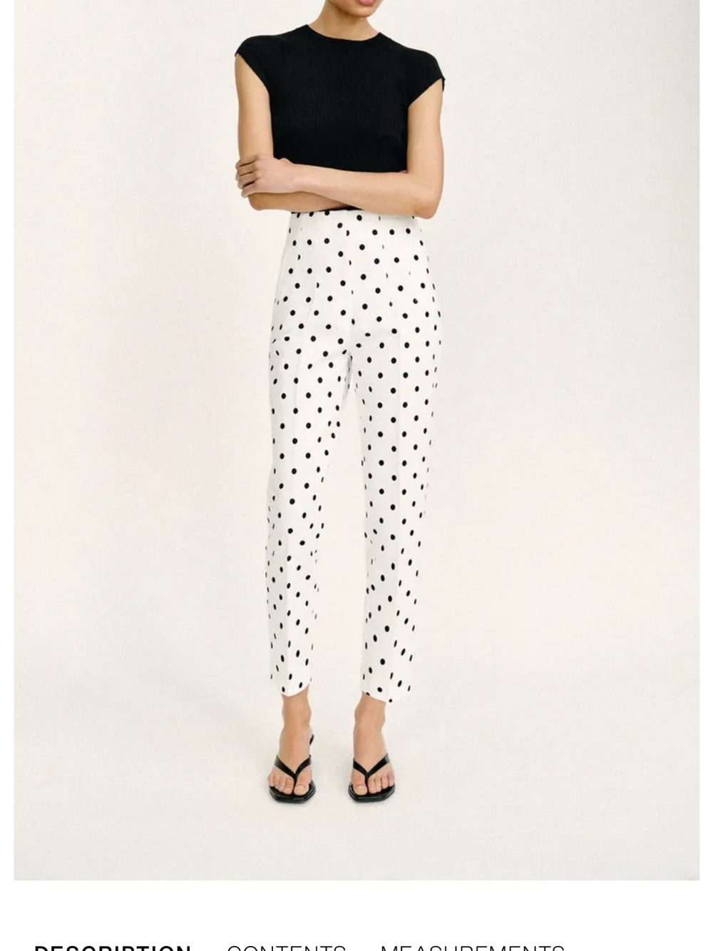 Zara White Polka Dot Cropped High-Waist Pants